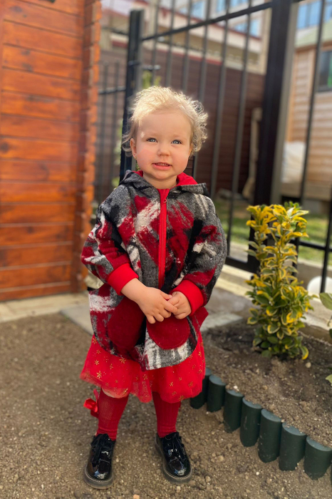 Capă din lână fiartă Oversized - Rosu [4]