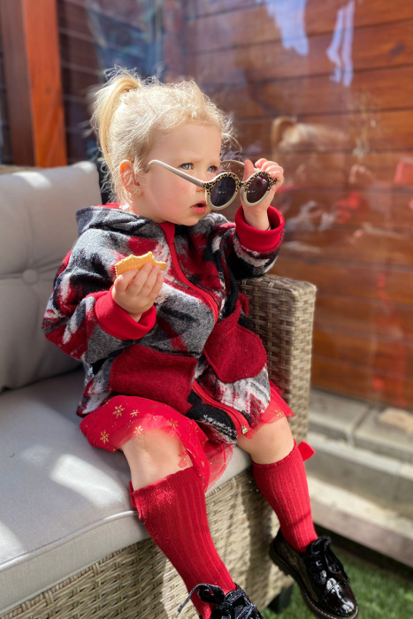 Capă din lână fiartă Oversized - Rosu [3]