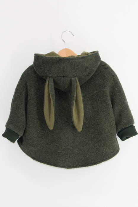 Capă din lână fiartă Oversized -Kaki [2]