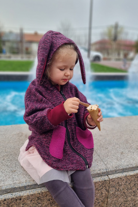 Capă din lână fiartă Oversized -Visiniu [2]