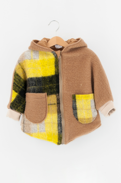 Capă din lână fiartă Oversized - Crem/Galben [1]