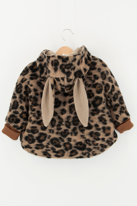 Capă din lână fiartă Oversized - Maro Animal Print [2]