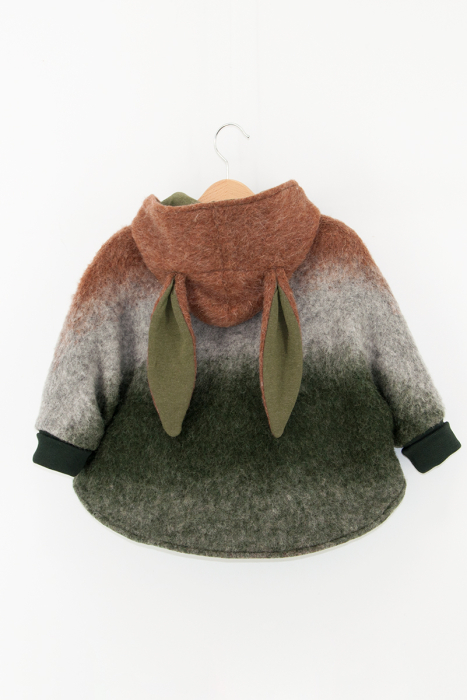 Capă din lână fiartă Oversized - Verde Degrade [2]