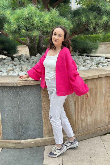 Cardigan Muselină Dama Fucsia [5]