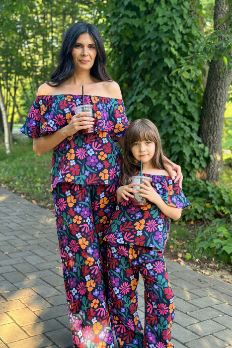 Compleu Dama cu volan din Muselina -Bleomarin Flori [3]