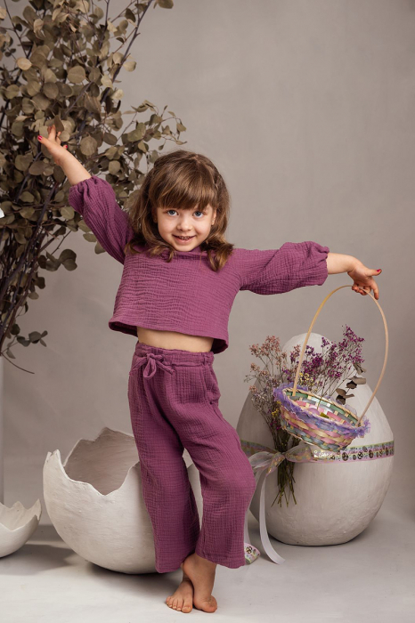 Compleu din muselina Fetite  - Mov [3]