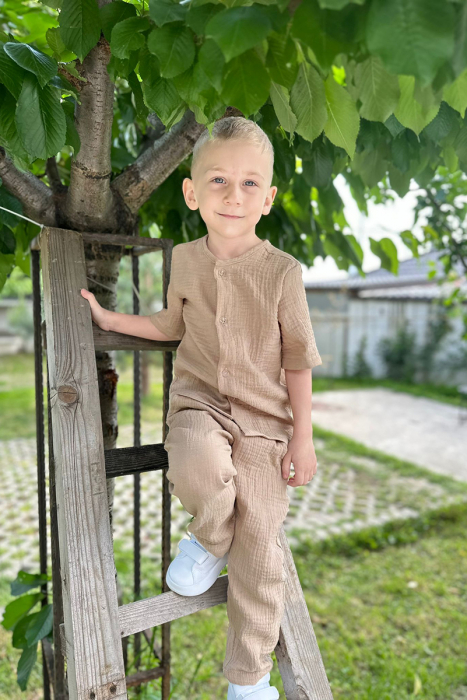 Compleu din muselina - Crem [3]