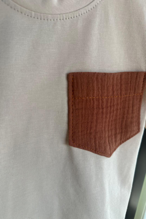 Set copii din bumbac organic și muselină GOTS – tricou cu buzunar și pantaloni | hbebe [3]