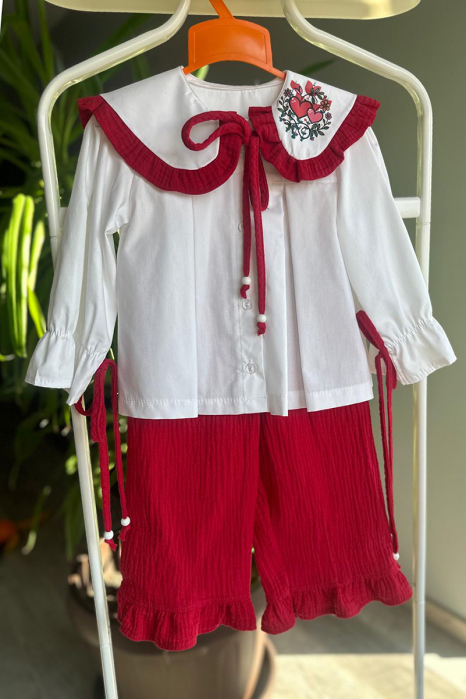 Compleu Fetiță din Muselină cu Guler Imprimat [5]