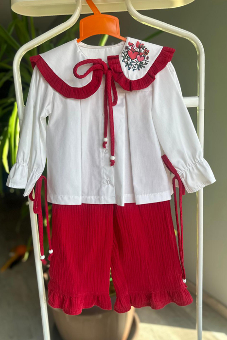 Compleu Fetiță din Muselină cu Guler Imprimat [6]