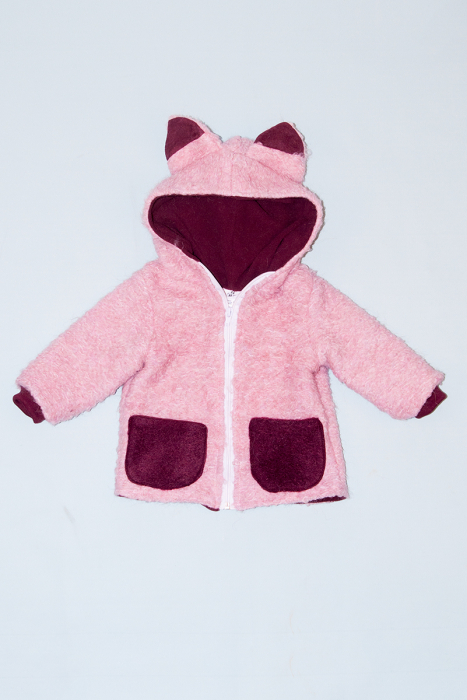 Jachetă din lână bucle cu glugă - Pink [1]