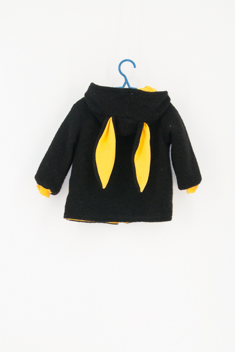 Jachetă din lână fiartă cu glugă - Black/YELLOW [2]