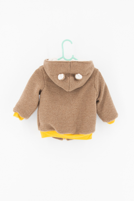 Jachetă din lână fiartă cu glugă - Crem Hoodieout [2]