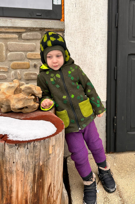 Jachetă din lână fiartă cu glugă - Black&Yellow Rabbit [3]