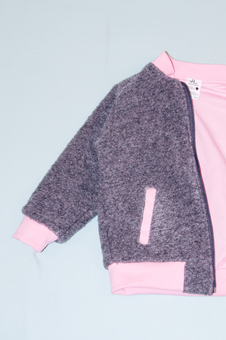 Jacheta lana - Grey cu interior Pink [2]