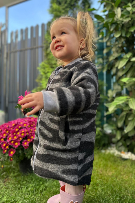 Jachetă tip parka din lână, dublată cu bumbac - Gri [2]