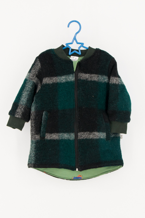 Jachetă tip parka din lână, dublată cu bumbac - Verde Inchis [1]