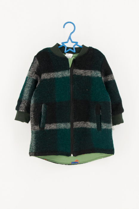 Jachetă tip parka din lână, dublată cu bumbac - Verde Inchis [2]