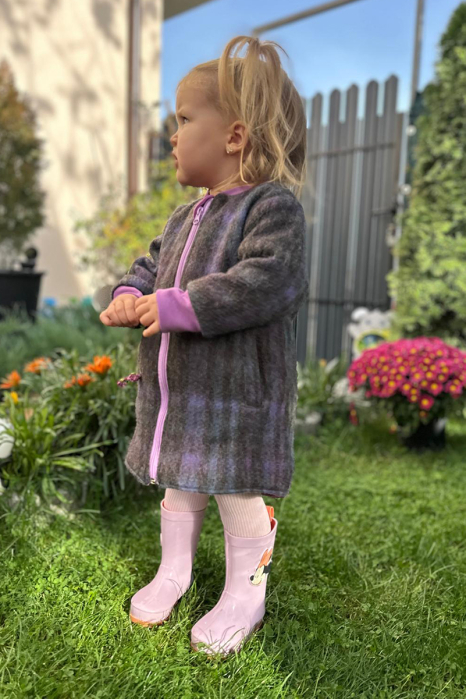 Jachetă tip parka din lână, dublată cu bumbac - Mov [2]