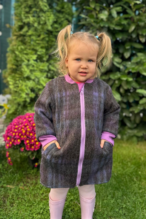 Jachetă tip parka din lână, dublată cu bumbac - Mov [3]