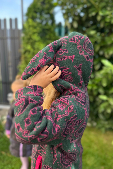 Jachetă tip parka din lână, cu gluga- Motive Pink [2]