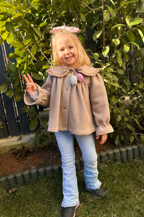 Jacheta Tulip din lână 100% - Crem [4]