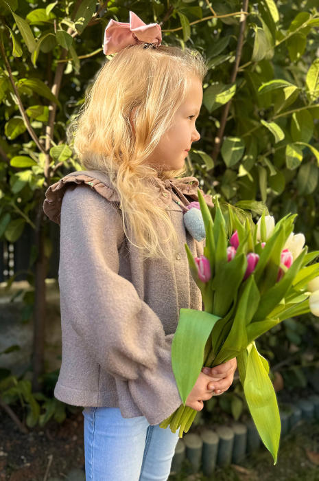 Jacheta Tulip din lână 100% - Crem [7]