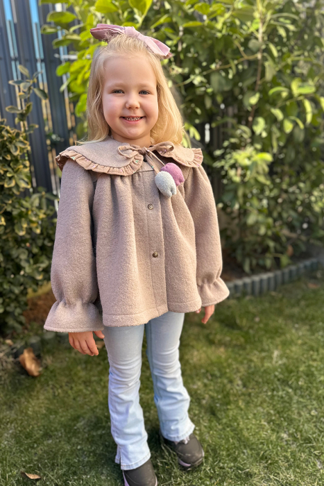 Jacheta Tulip din lână 100% - Crem [3]