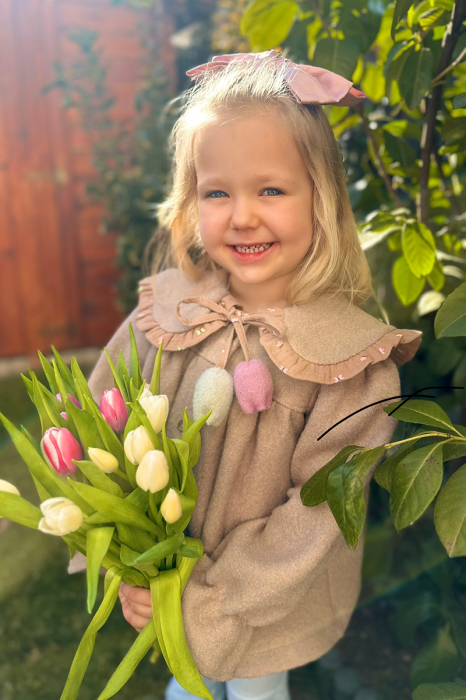 Jacheta Tulip din lână 100% - Crem [2]