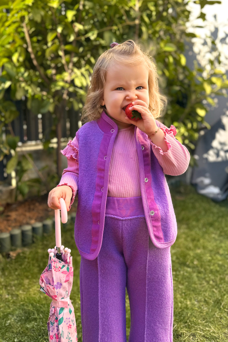 Pantalon Lână 100% -Wide Leg Mov [5]