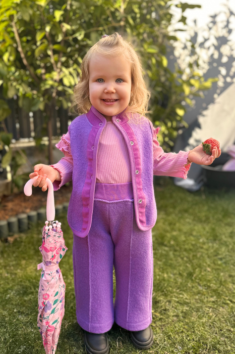 Pantalon Lână 100% -Wide Leg Mov [4]