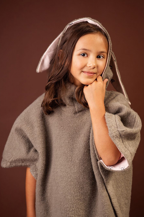 Poncho din lână cu bumbac - Iepuras Gri [3]