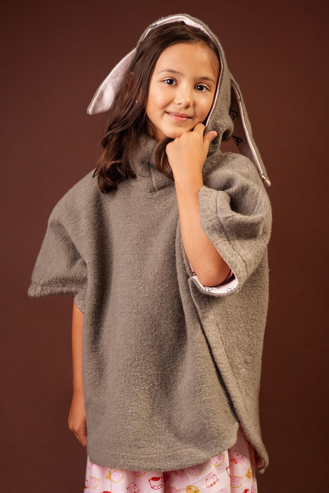 Poncho din lână cu bumbac - Iepuras Gri [2]