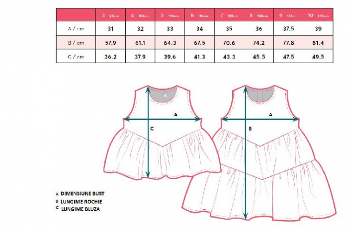 Rochie cu volane si maneci bufante Roz Dotty [3]