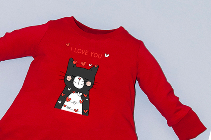 Rochie cocon roșie cu mâneci lungi - I Love You [3]