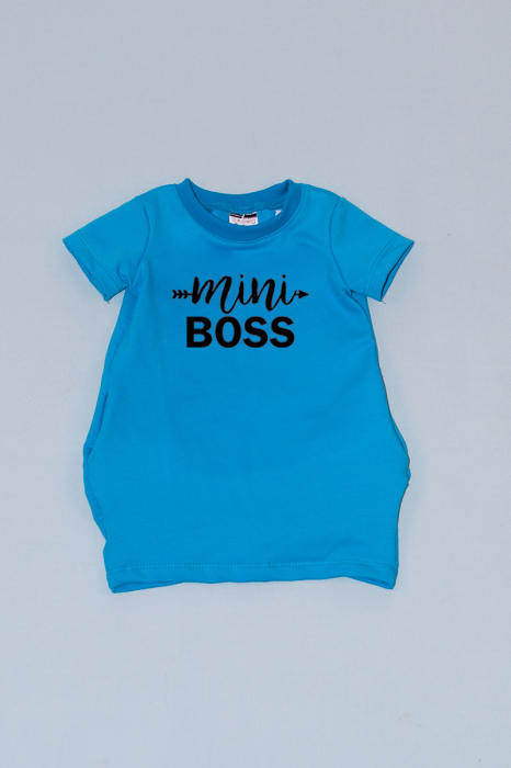 Rochie cocon albastra cu maneca scurta Mini Boss [1]