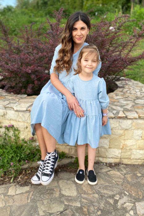 Rochie cu volane si maneci bufante Gri Mint [2]