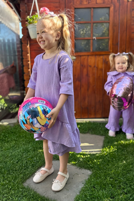 Rochie Muselina Asimetrică - Liliac [2]