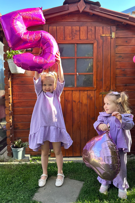 Rochie Muselina Asimetrică - Liliac [4]