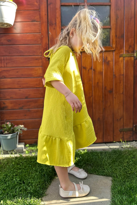 Rochie Muselina Asimetrică - Lime [3]