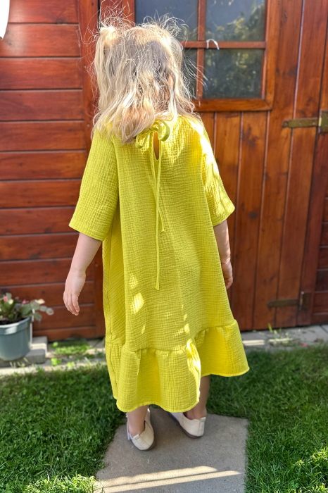 Rochie Muselina Asimetrică - Lime [4]
