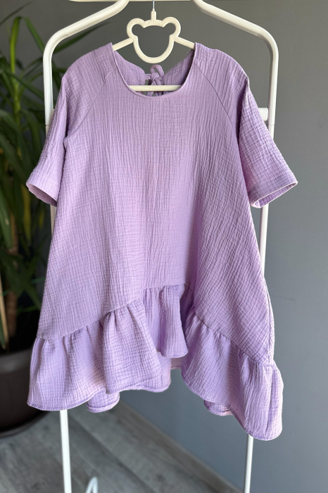 Rochie Muselina Asimetrică - Liliac [2]