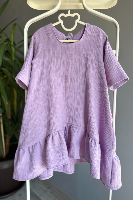 Rochie Muselina Asimetrică - Liliac [3]