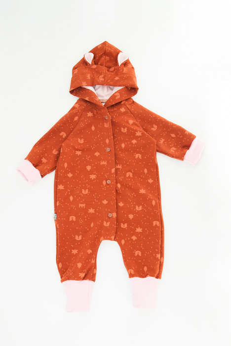 Salopetă cu Nasturi și Glugă -Caramiziu [2]