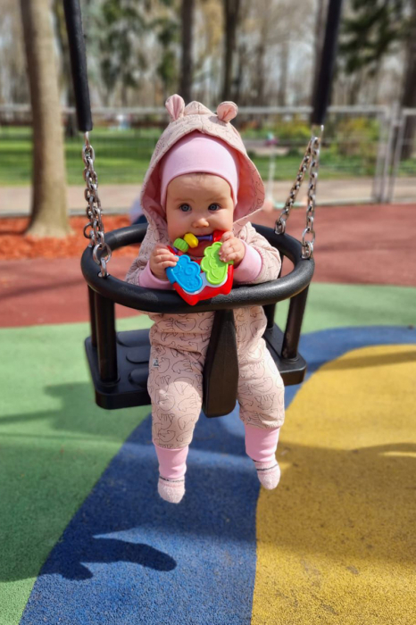 Salopetă cu Nasturi și Glugă -Roz Ursulet [2]