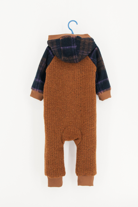 Salopetă din Lână cu Fermoar și Glugă - Maro/Lila [2]