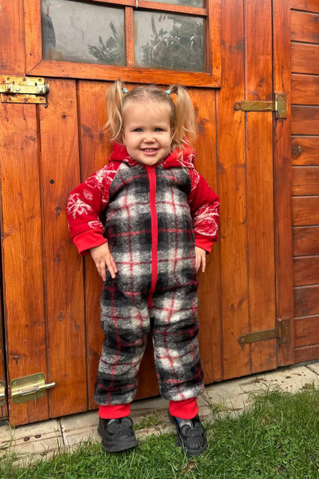 Salopetă din Lână cu Fermoar și Glugă - Crăciuniță [2]