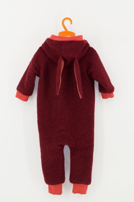 Salopetă din Lână cu Fermoar și Glugă -Caramiziu Iepure [2]