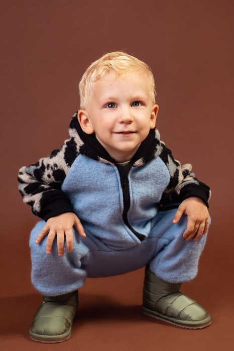 Salopeta din Lână Fiartă cu Fermoar si Gluga - Red [2]