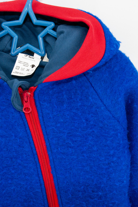 Salopetă din Lână Fiartă cu Fermoar și Glugă Țepi Dino - Royal Blue [5]